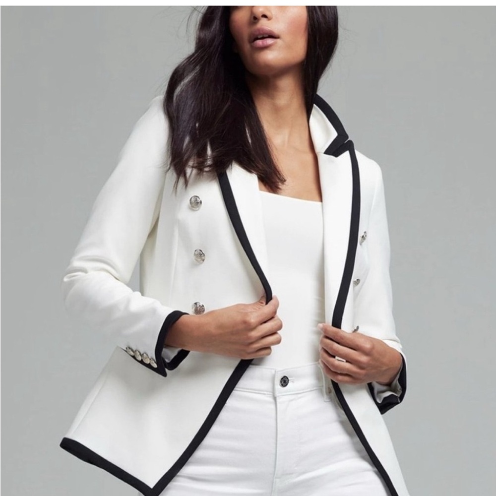 White House Black Market Ivory Blazer with Black Trim - Picture 2 of 3